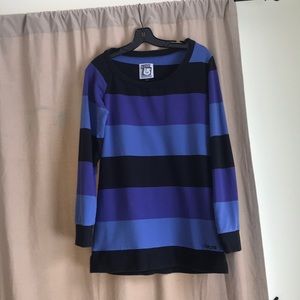 Burton long sweater/dress in blues and black
